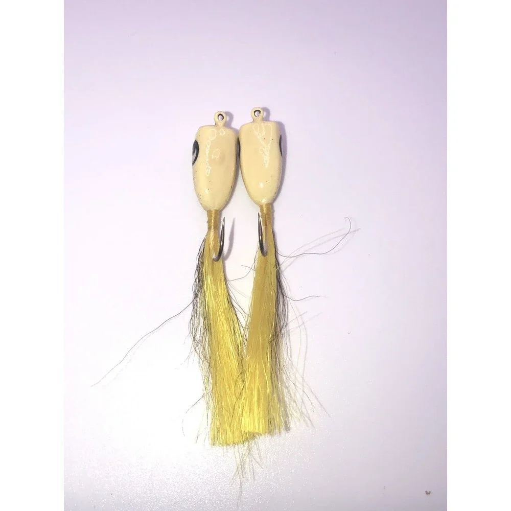Vintage Fly Lure Hard Head Hook Hair Yellow Speckled Spotted Tied Painted Lot